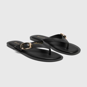 Black Toe Post Buckle Sandal