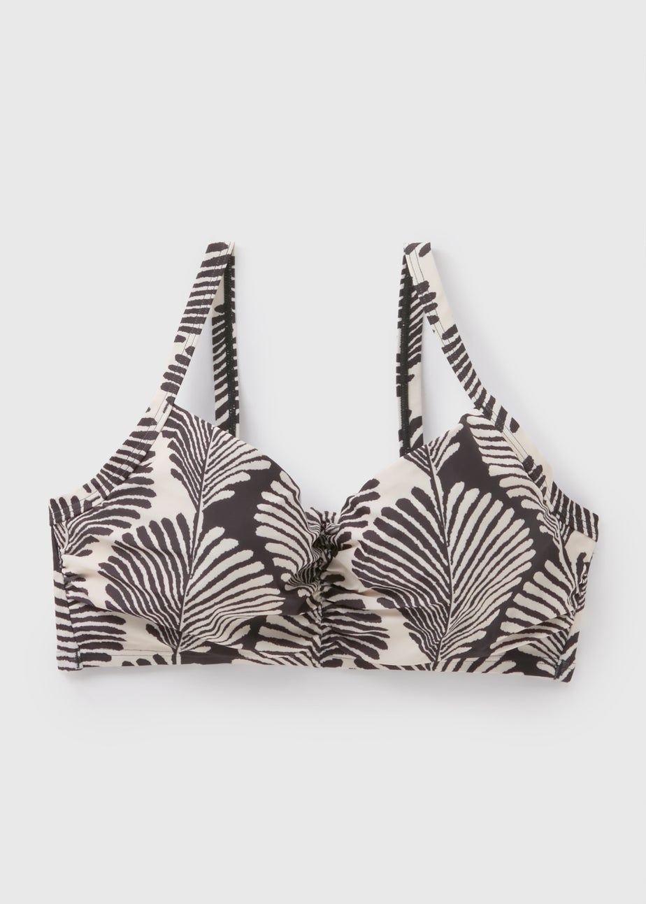 DD+ Black Mono Shell Print Cupped Crop Bikini Top