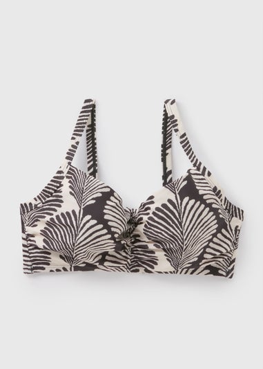 DD+ Black Mono Shell Print Cupped Crop Bikini Top