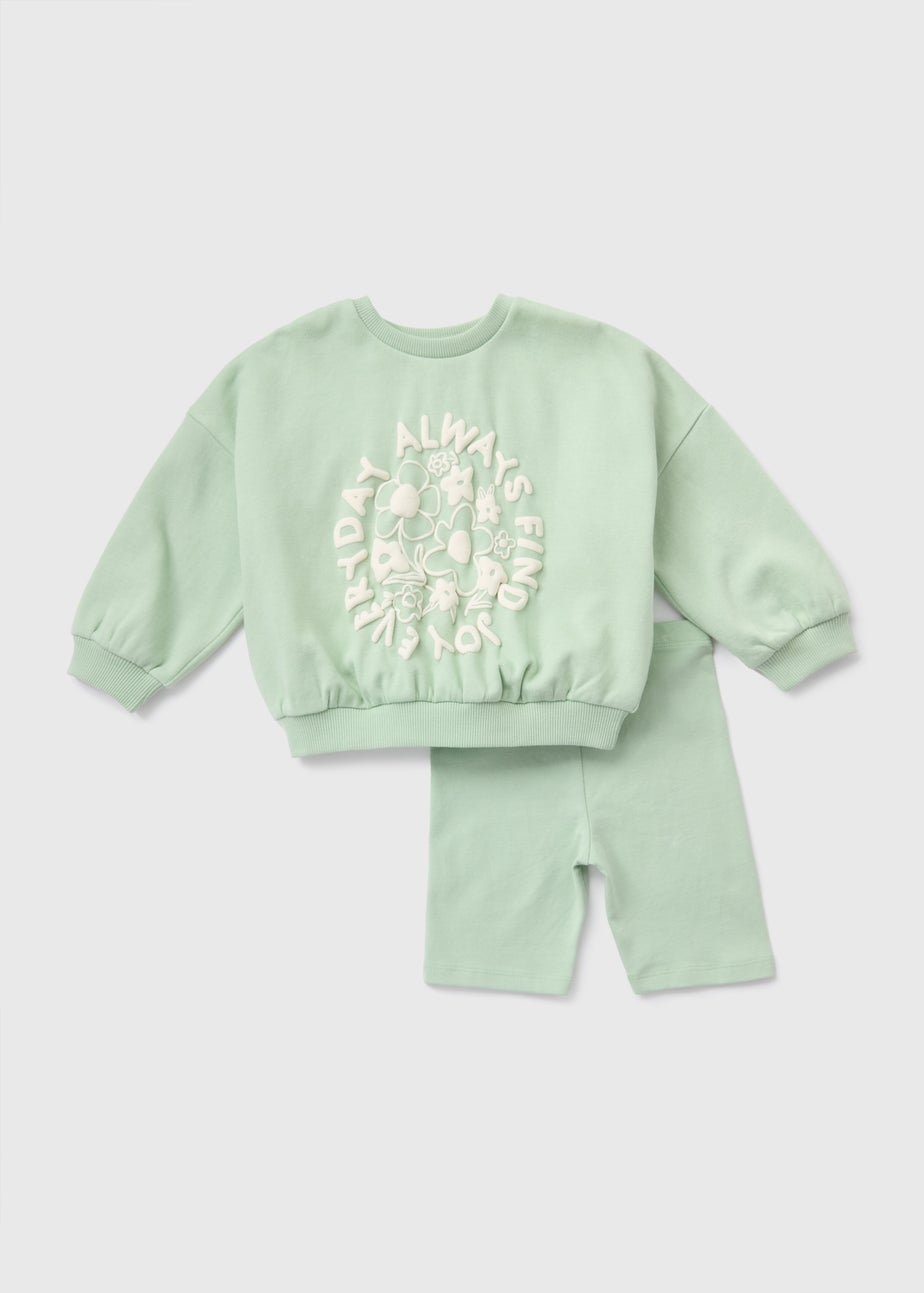 Girls Sage Sweatshirt & Cycling Shorts Set (1-7yrs)
