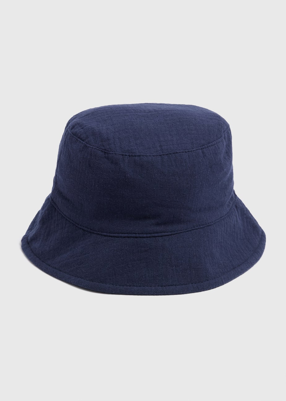 Baby Navy Crinkle Bucket Hat (Newborn-24mths)