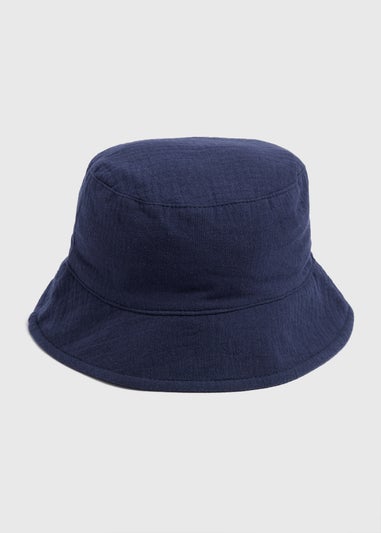 Baby Navy Crinkle Bucket Hat (Newborn-24mths)