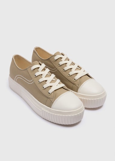 Khaki Canvas Trainers