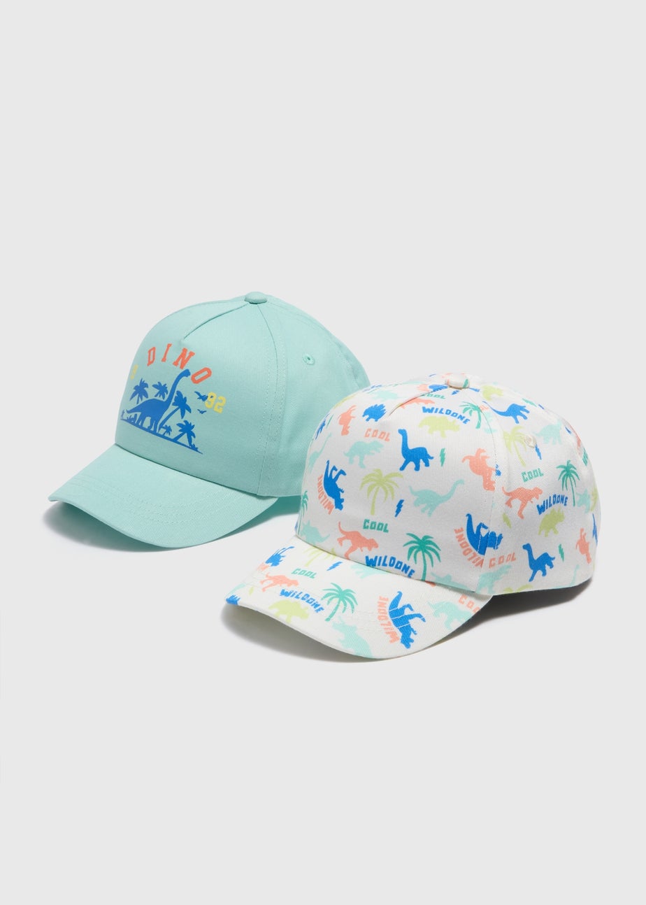 2 Pack Boys Multicolour Dino Cap (3-10yrs)