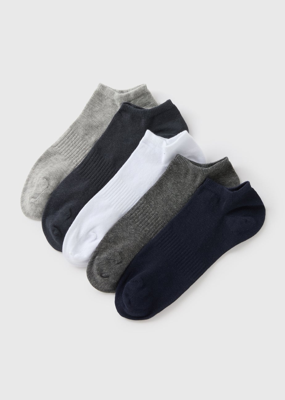 5 Pack Multi Plain Trainer Socks