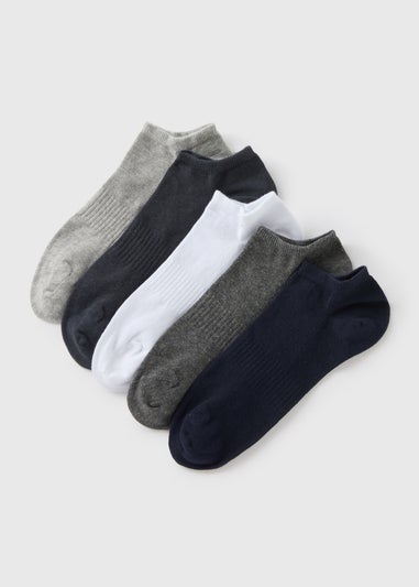 5 Pack Multi Plain Trainer Socks