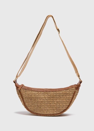Natural Straw Cross Body Bag