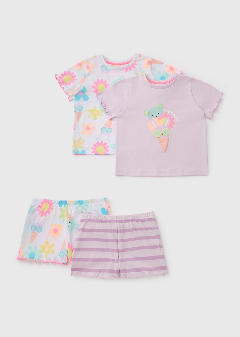 Girls 2 Pack Ice Cream Pyjama Sets (1-7yrs)