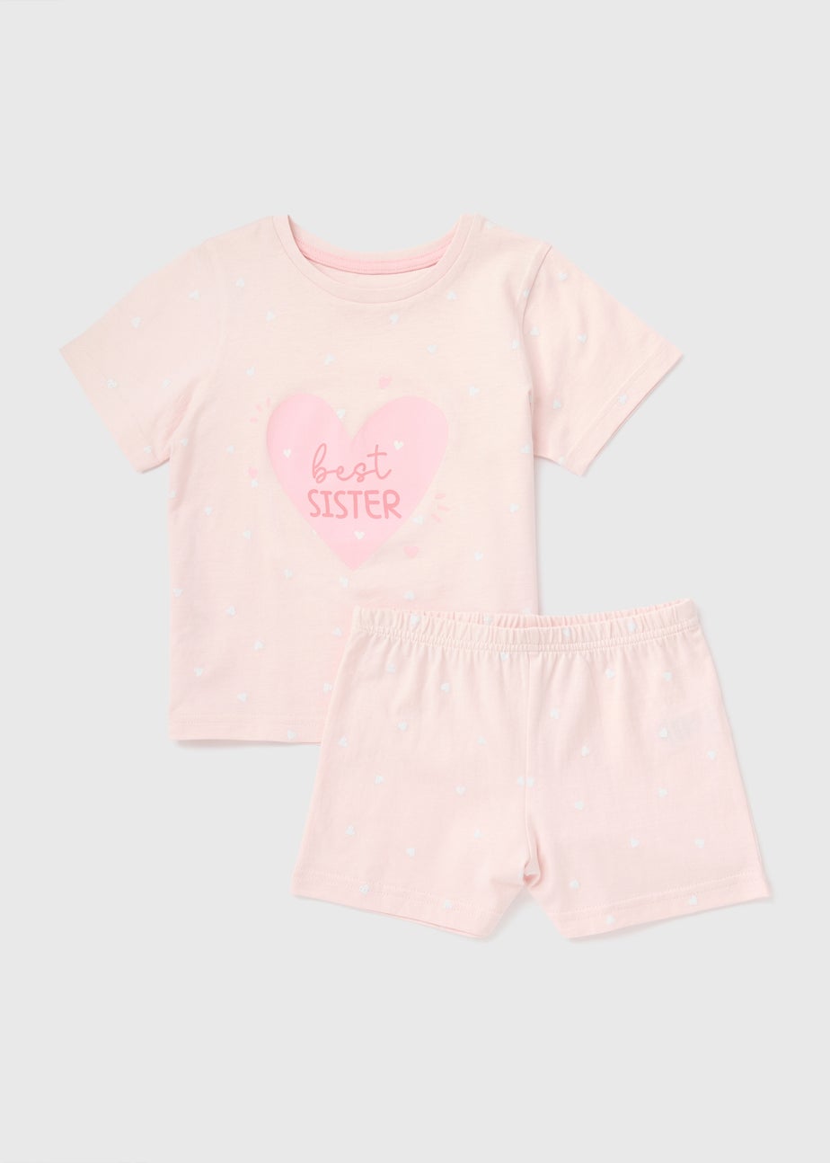 Girls Pink Best Sister Pyjama Set (1-7yrs)