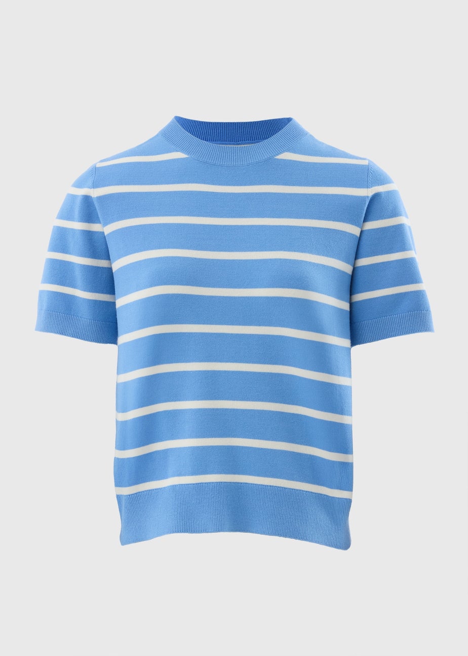 Et Vous Blue Stripe Short Sleeve Jumper