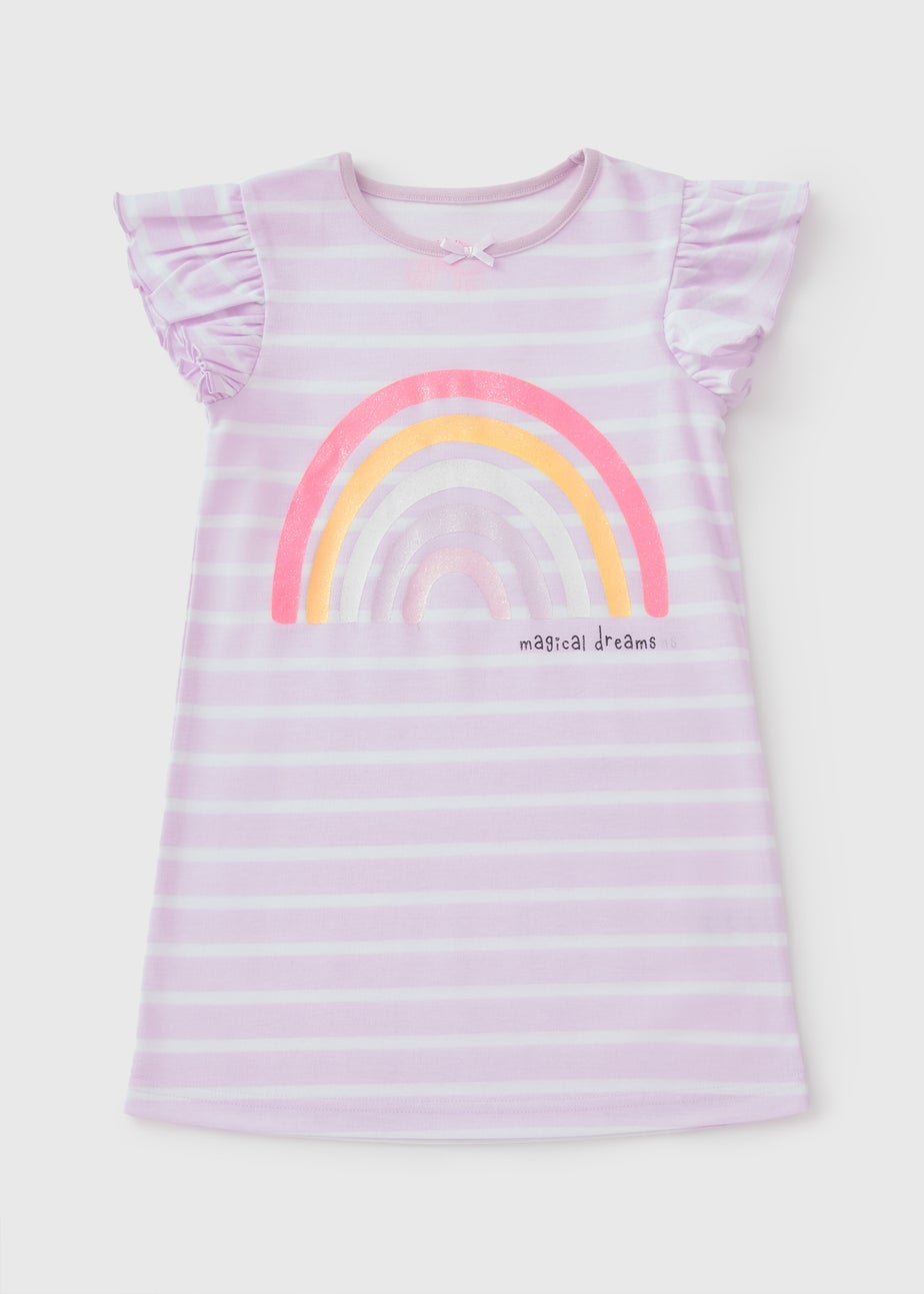 Girls Pink Striped Rainbow Nightie (1-7yrs)