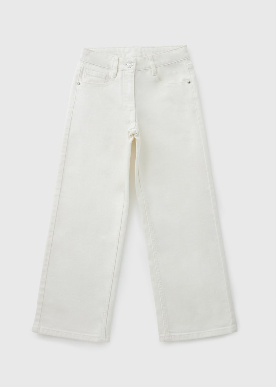 Girls Ecru Wide Leg Jeans (7-15yrs)