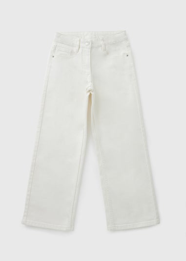 Girls Ecru Wide Leg Jeans (7-15yrs)