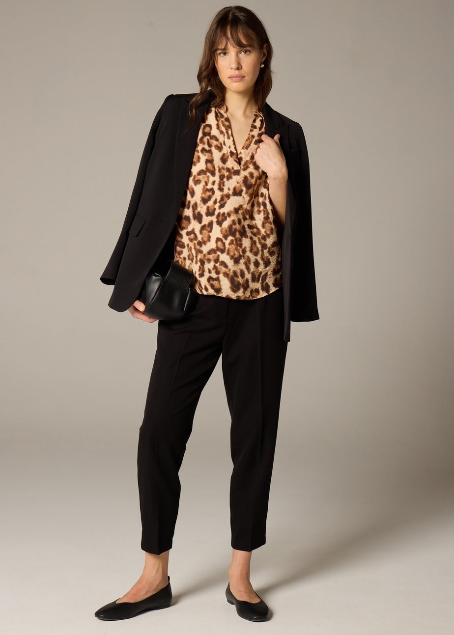 Et Vous Brown Leopard Print Airflow Blouse