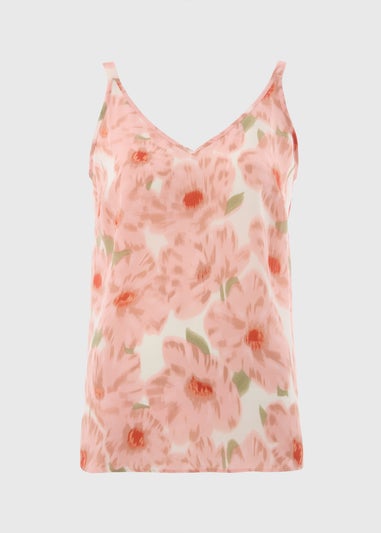 Et Vous Pink Brushed Floral Cami Top
