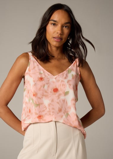 Et Vous Pink Brushed Floral Cami Top