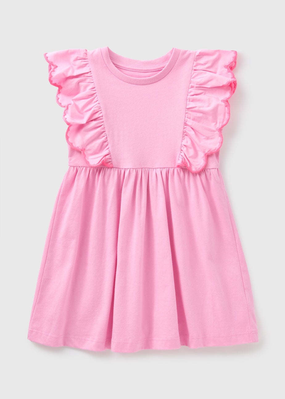 Girls Pink Frill Trim Dress (1-7yrs)
