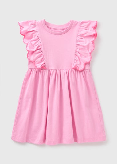 Girls Pink Frill Trim Dress (1-7yrs)