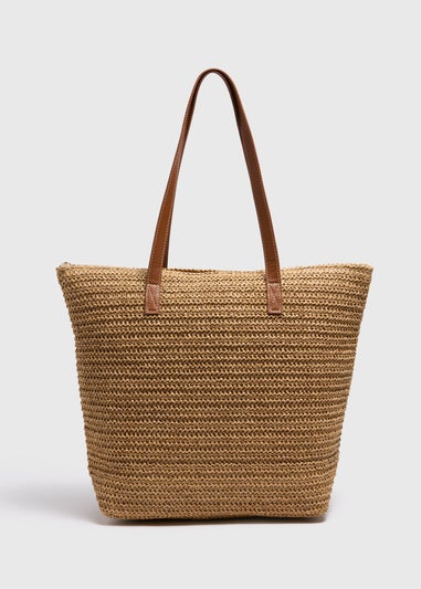 Natural Straw Shopper Tote Bag