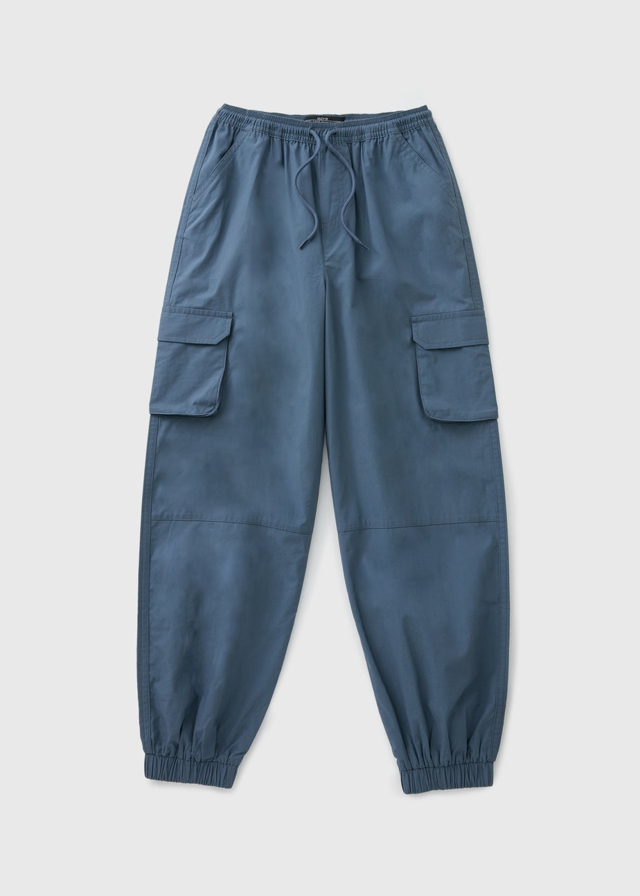 Boys Blue Poplin Cargo Trousers (7-15yrs)