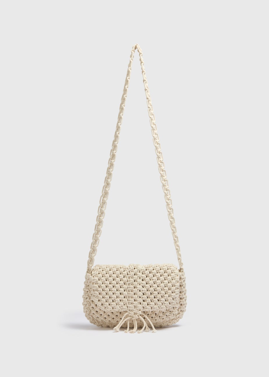 Cream Macramé Crossbody Bag