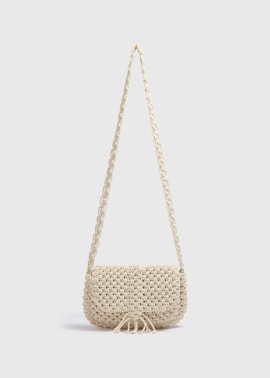 Cream Macramé Crossbody Bag