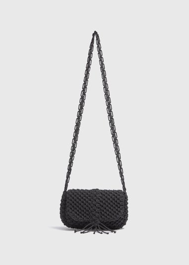 Black Macramé Crossbody Bag