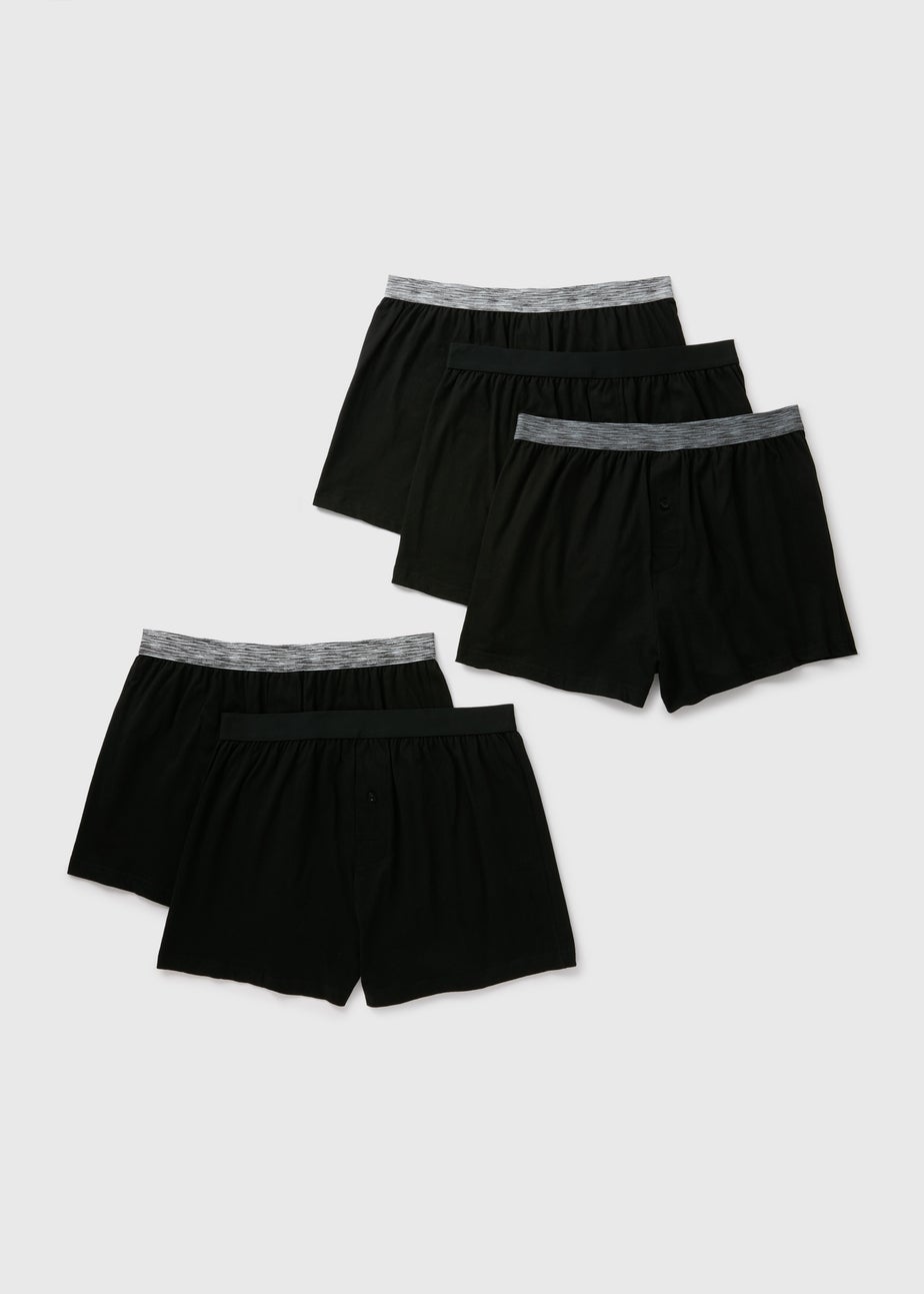 5 Pack Black & Grey Loose Fit Boxers