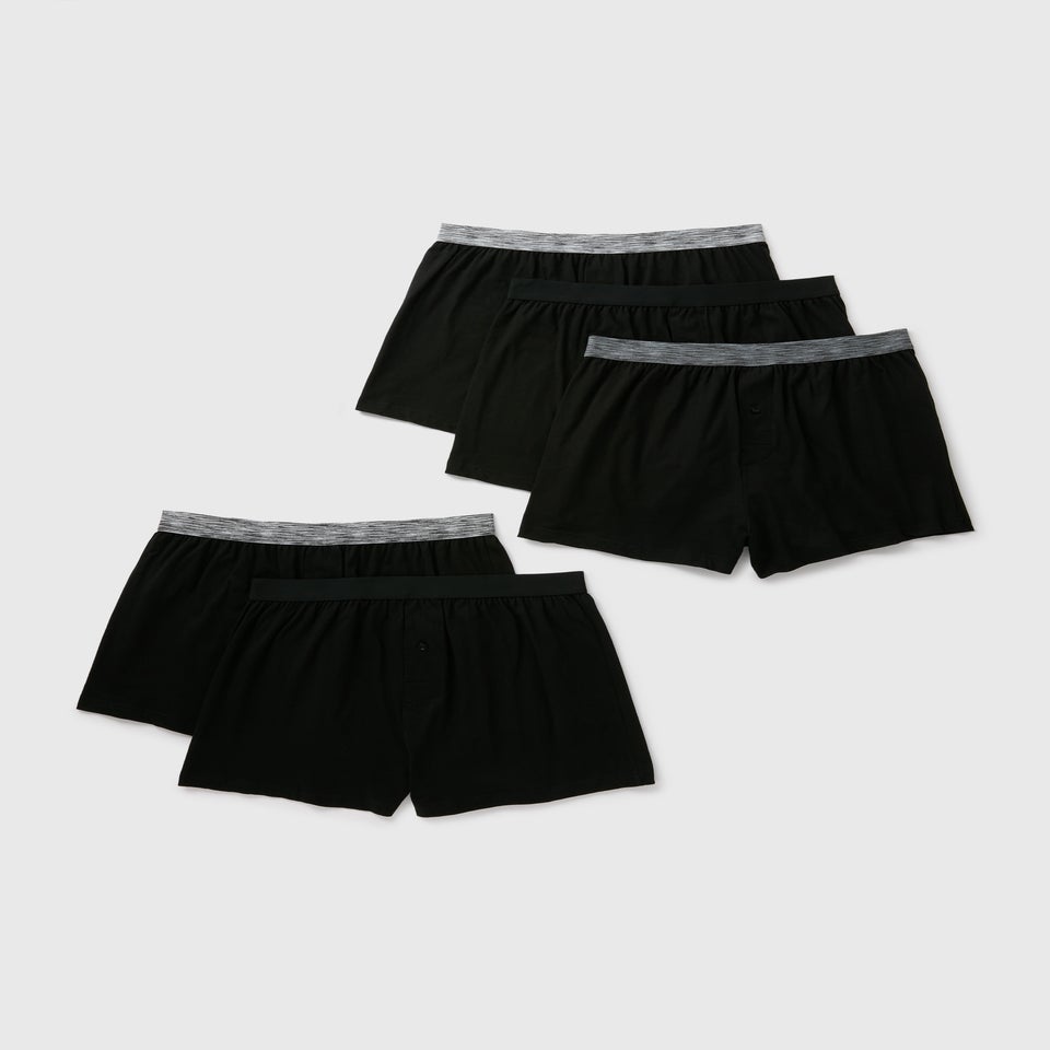 5 Pack Black & Grey Loose Fit Boxers