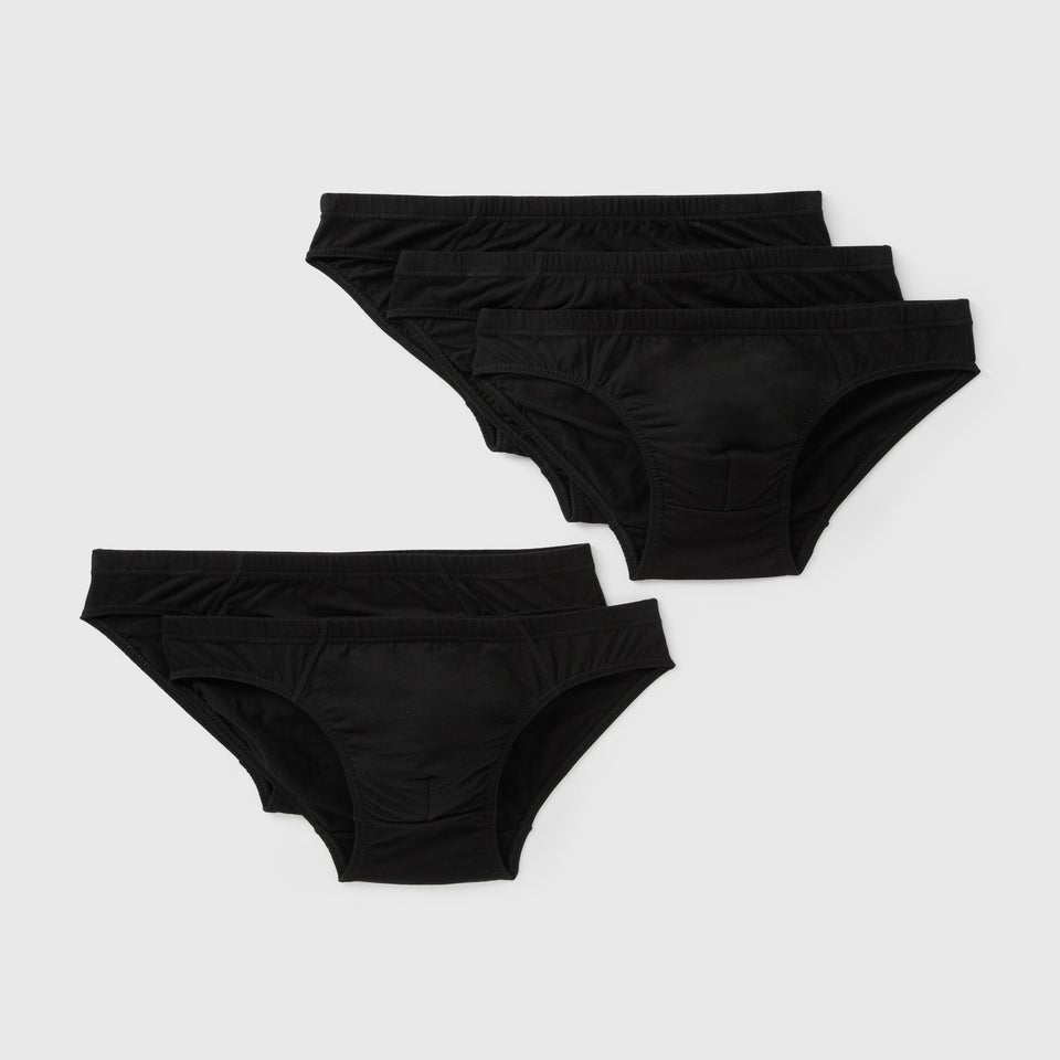 5 Pack Black Slip Briefs