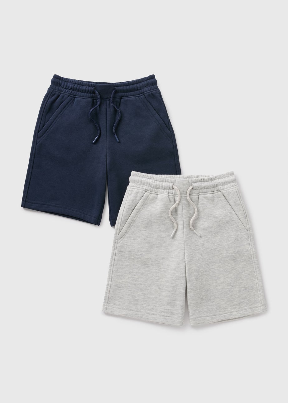 2 Pack Boys Navy & Grey Jogger Shorts (7-15yrs)