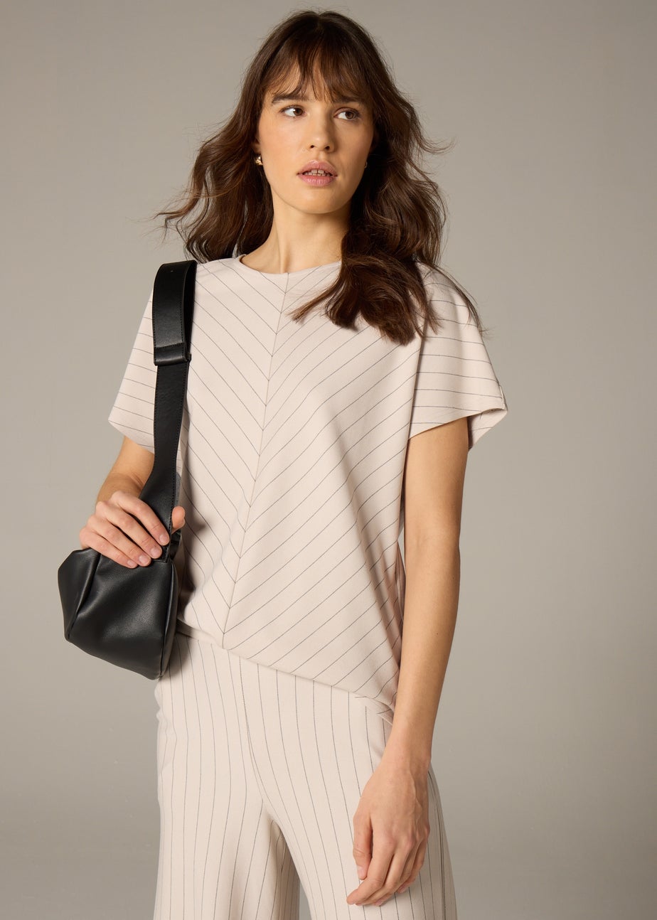 Et Vous Stone Pinstripe Top