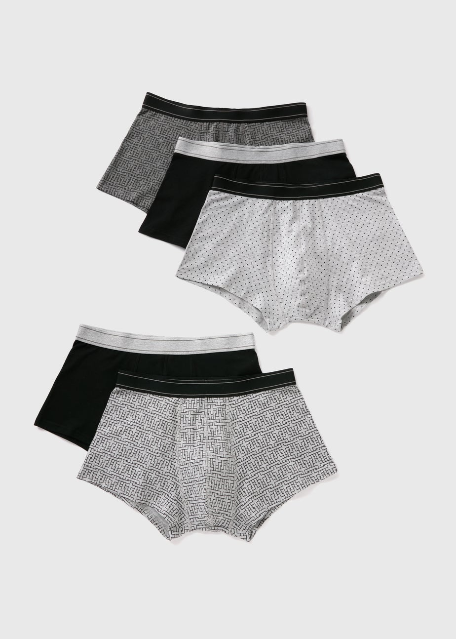 5 Pack Black Mono Hipsters