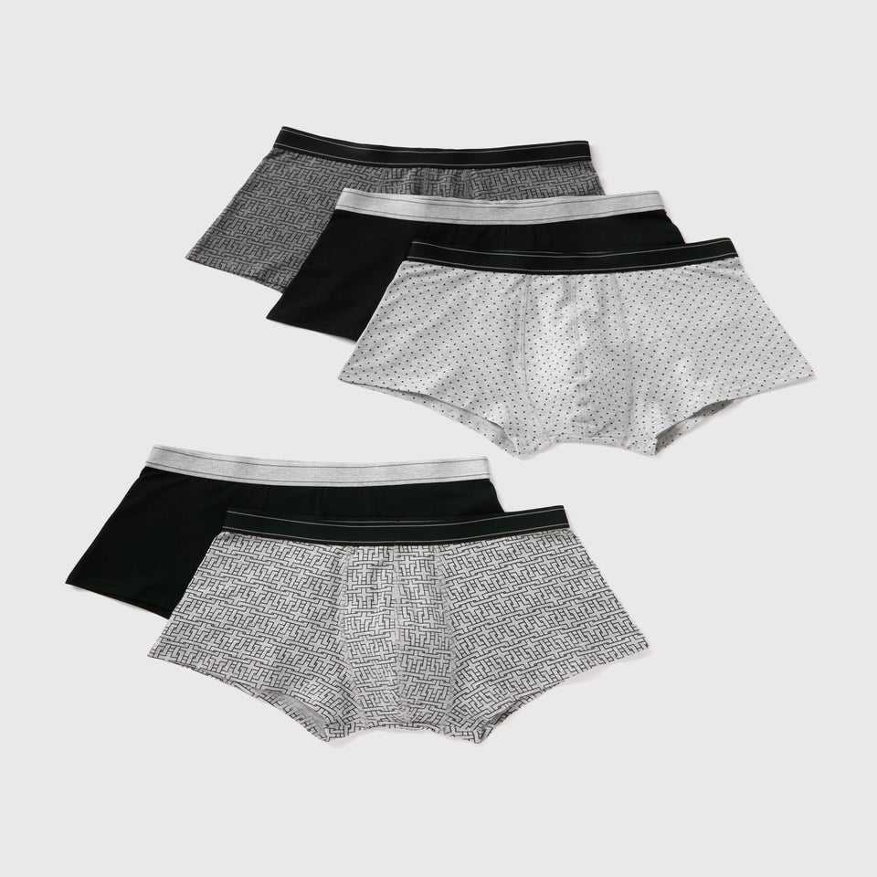 5 Pack Black Mono Hipsters