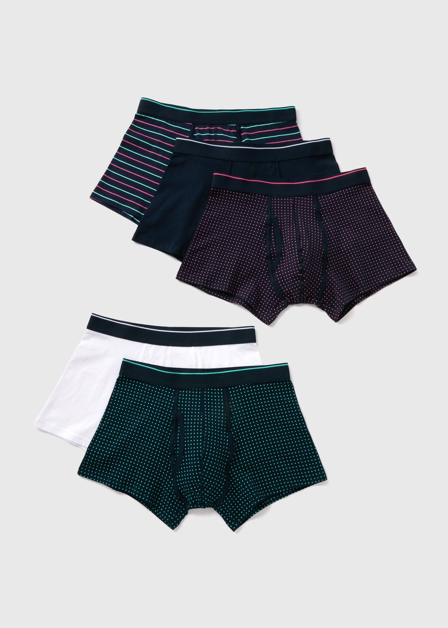 5 Pack Multicolour Patterned Keyhole Boxers