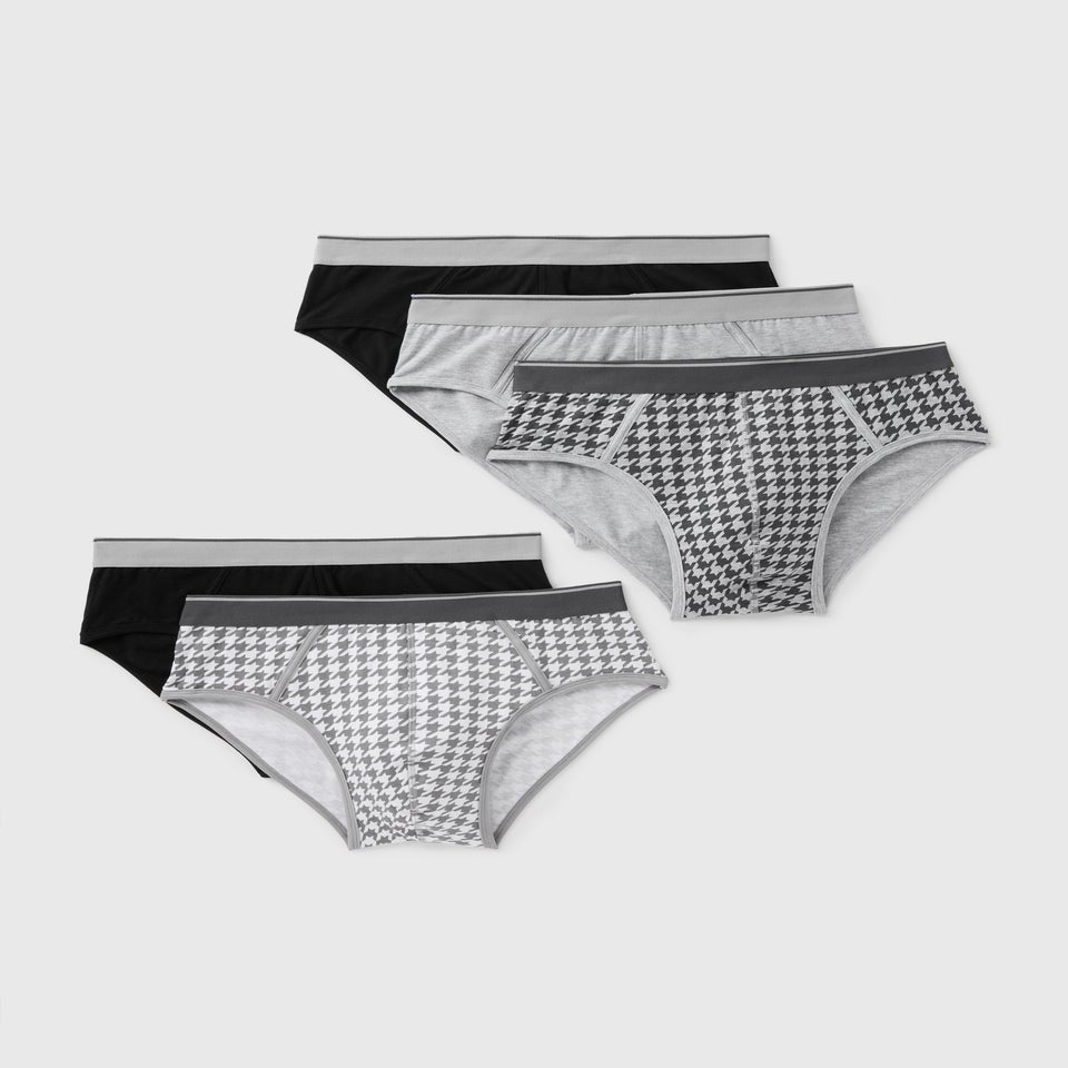 5 Pack Grey Mono Briefs