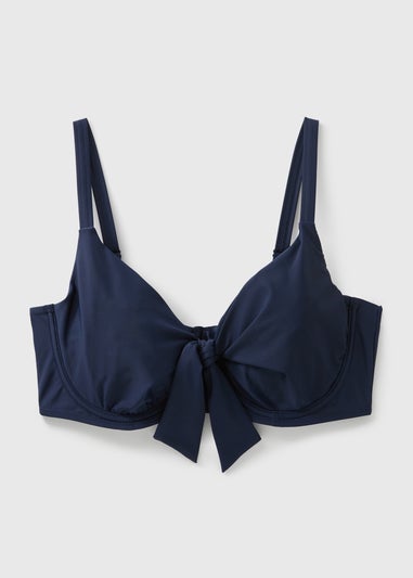 DD+ Navy Front Tie Bikini Top