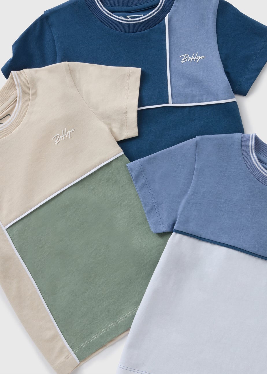 3 Pack Boys Multicolour Cut & Sew T-Shirts (1-7yrs)