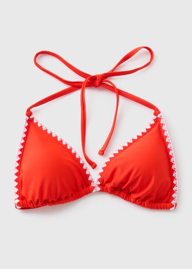 Red Stitch Triangle Bikini Top