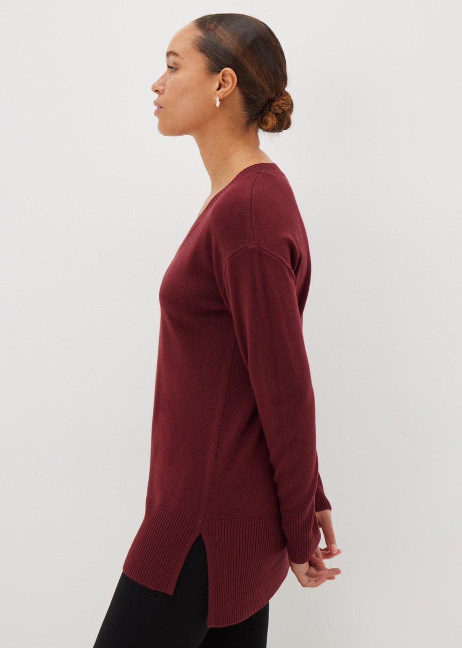 Burgundy V-Neck Jumper