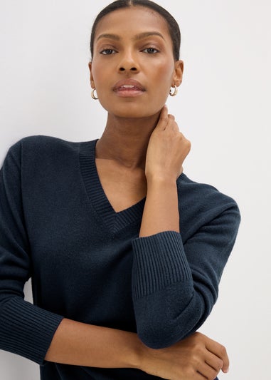 Navy Super Soft V-Neck Jumper