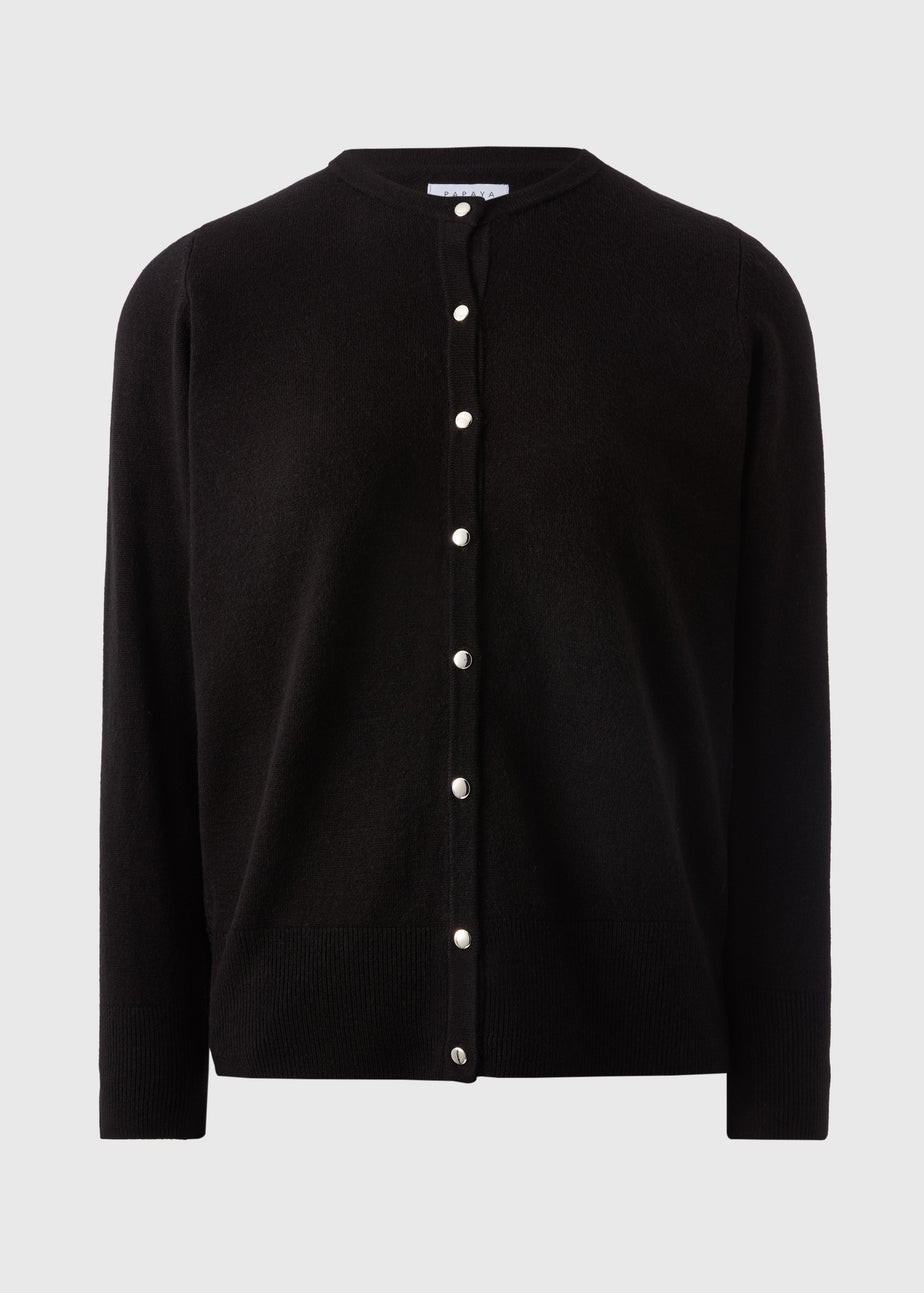 Black Crew Neck Cardigan