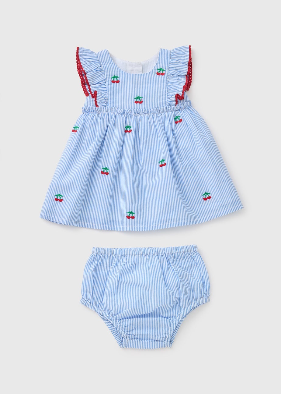 Baby Blue Cherry Dress & Knicker Set (Newborn-23mths)