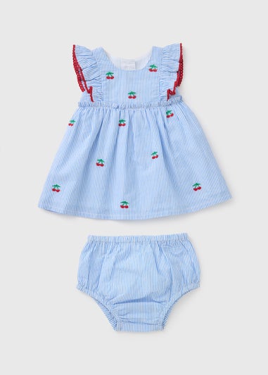 Baby Blue Cherry Dress & Knicker Set (Newborn-23mths)