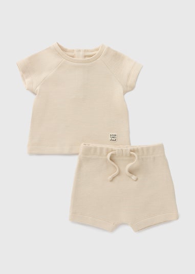 Boys Stone Ribbed T-Shirt & Shorts Set (Newborn-23mths)