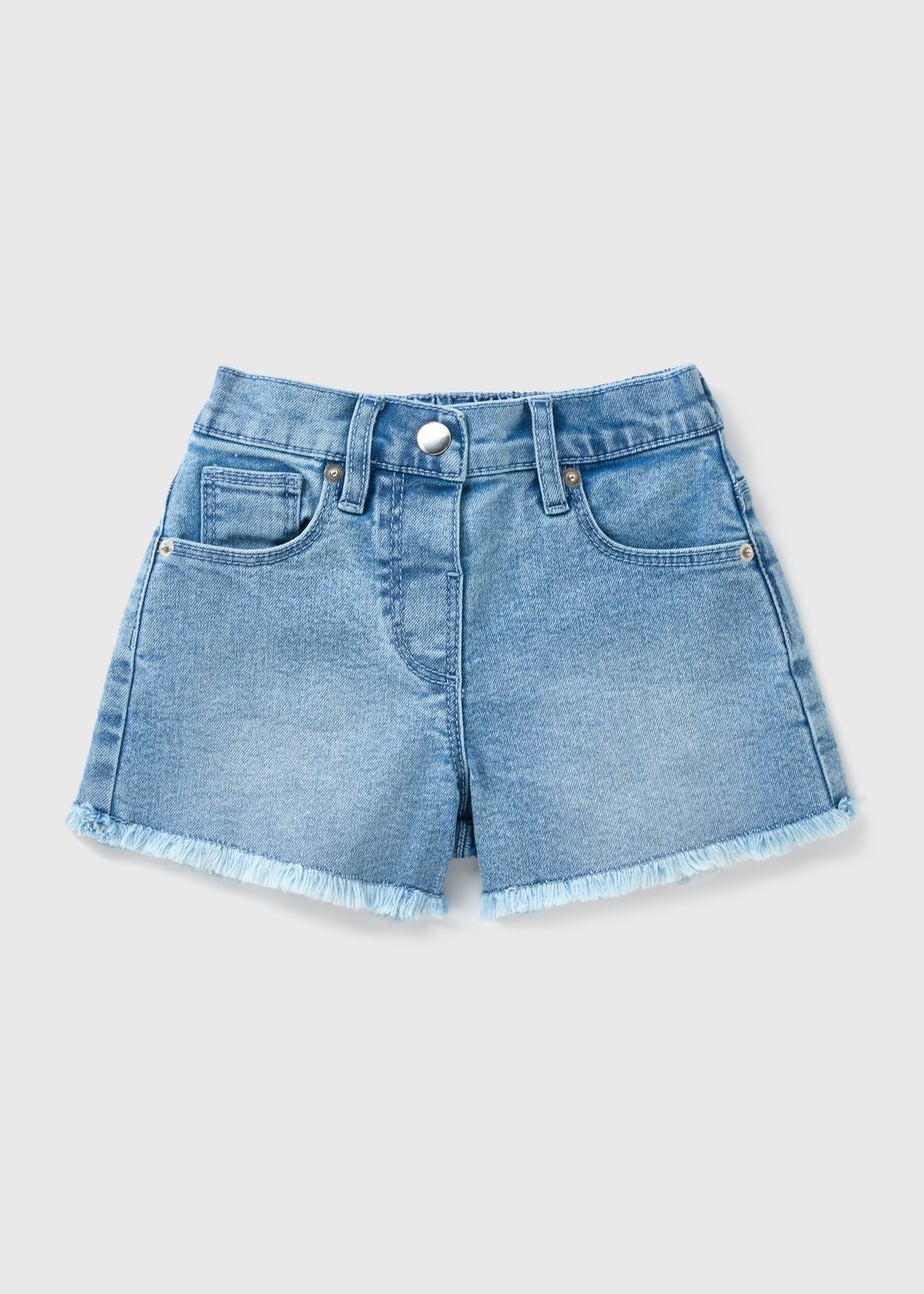 Girls Blue Wash Denim Shorts (1-7yrs)