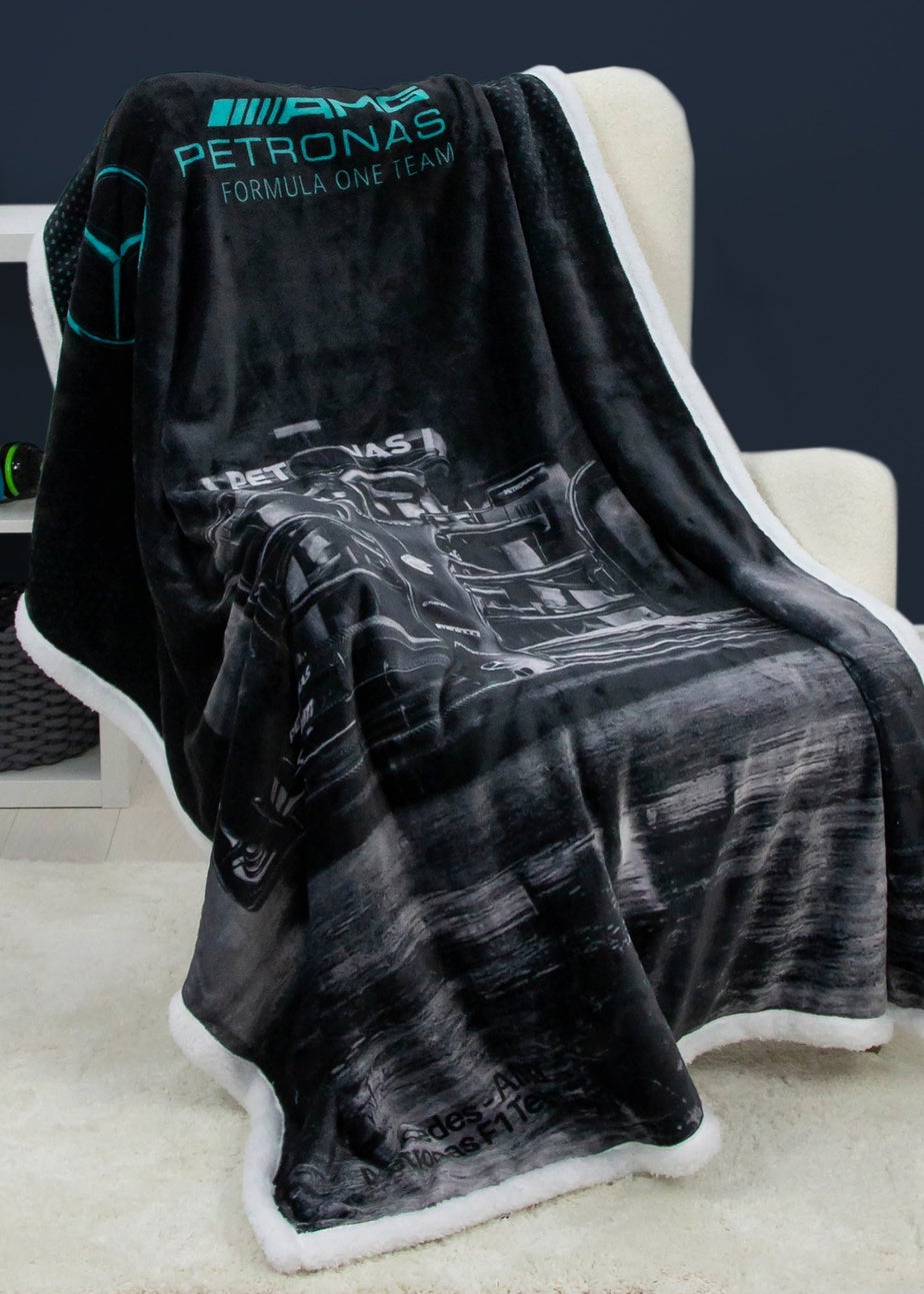 Mercedes Shadow Car Faux-Shearling Backed Fleece Formula 1 Blanket (100x150cm)