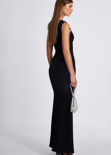 Quiz Black Diamante Trim Maxi Dress