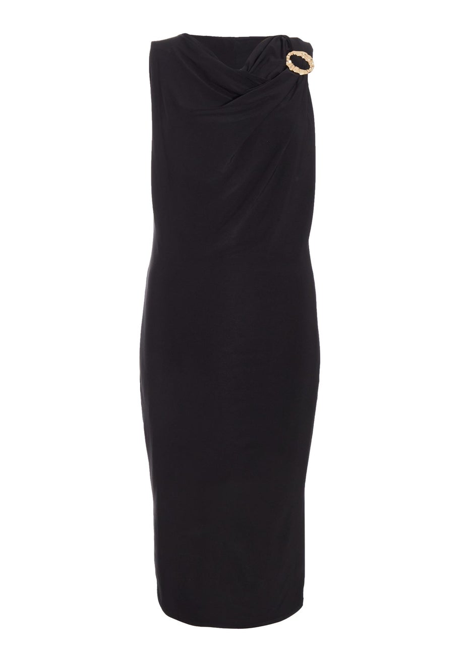 Quiz Black Buckle Detail Midi Dress