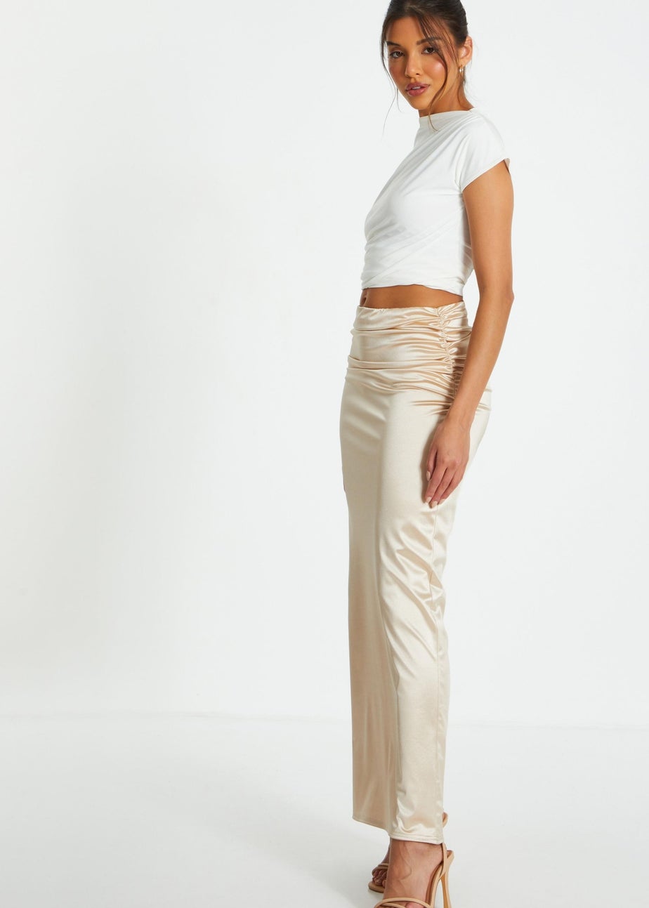 Quiz Cream Satin Maxi Skirt